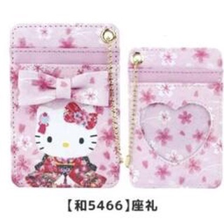 HELLO KITTY日式和服風票卡夾 證件套 識別證 卡套 名牌 工作證 學生證 悠遊卡 卡夾生日禮物[粉色]（現貨）