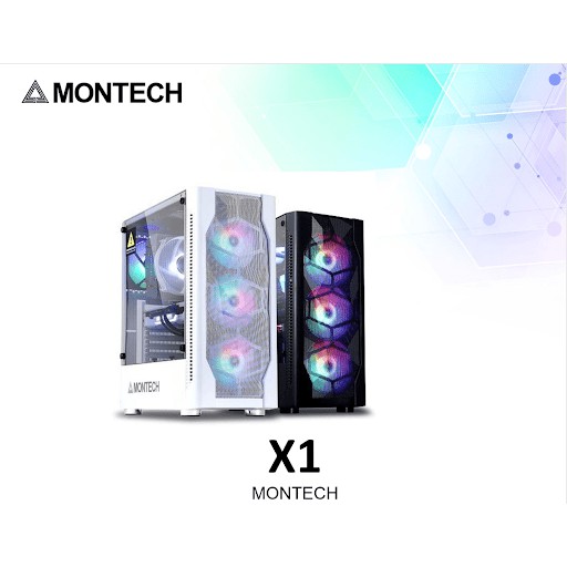 【MONTECH】君主電競 X1 ATX 電腦機殼 (含4顆RGB風扇) 黑/白 鋼化玻璃側板 網狀MESH 高CP值