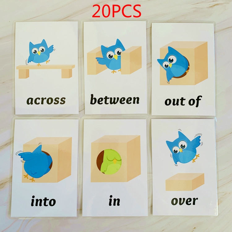 英語卡片塑封單詞閃卡位置介詞張小學幼兒英語防水彩圖教師教具 蝦皮購物