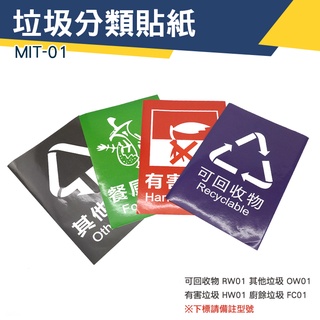 【儀特汽修】垃圾分類標示 垃圾桶分類貼紙 回收標誌貼紙 有害垃圾 資源回收貼紙 可回收物 垃圾桶貼紙 環境保護 其他垃圾