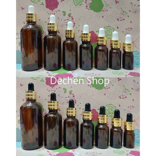 5ml/10ml/15ml/20ml/30ml/50ml/100ml雙圈金蓋茶色玻璃精油滴管瓶/精華液吸管瓶/滴管精油瓶