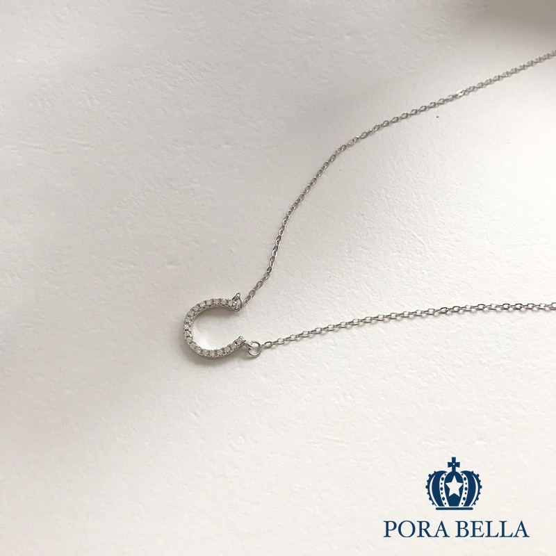 <Porabella>925純銀 U型Horseshoe馬蹄鐵 幸運 獨特簡單項鍊 Necklace