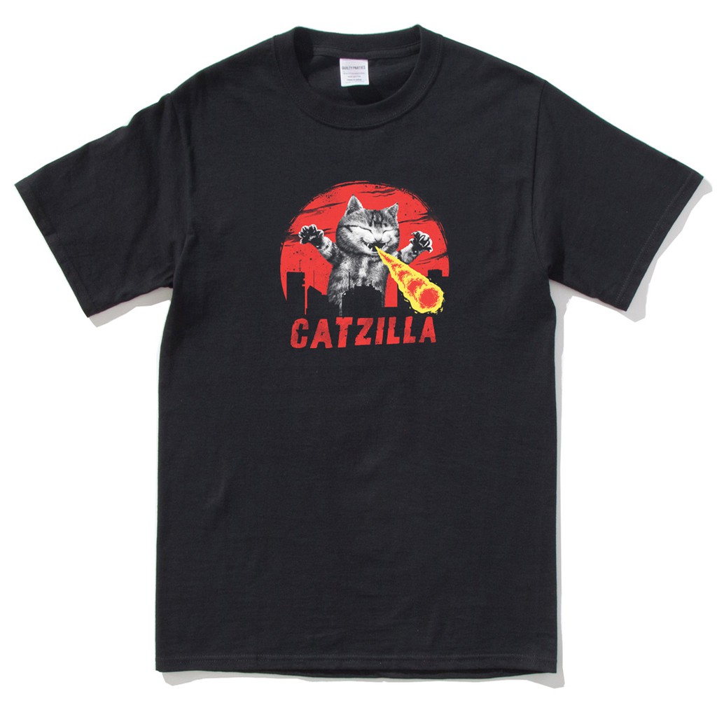 Catzilla 短袖T恤 黑色 怪獸貓咪哥吉拉服飾GODZILLA浮世繪日本藝妓武士 【現貨】
