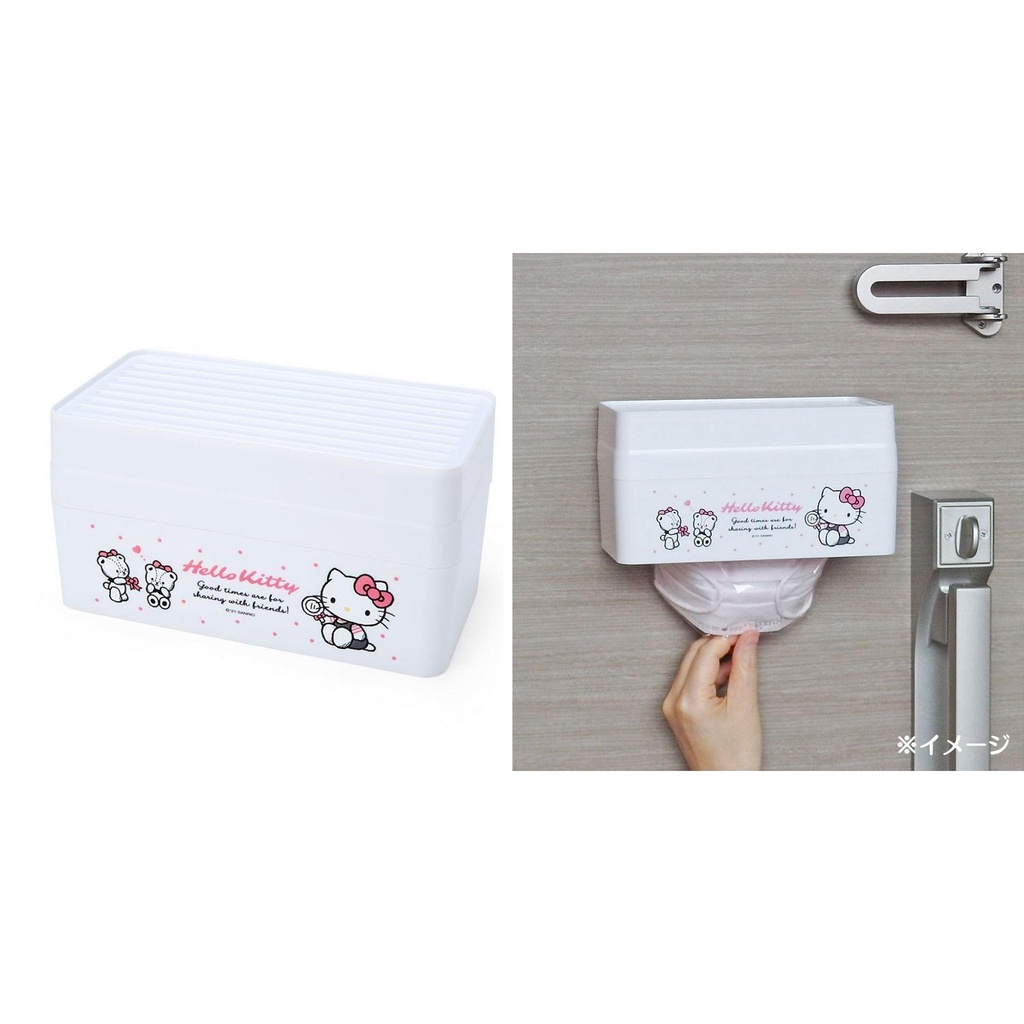 ♡松鼠日貨♡日本 正版 kitty 磁鐵 磁吸式 口罩 收納盒  置物盒