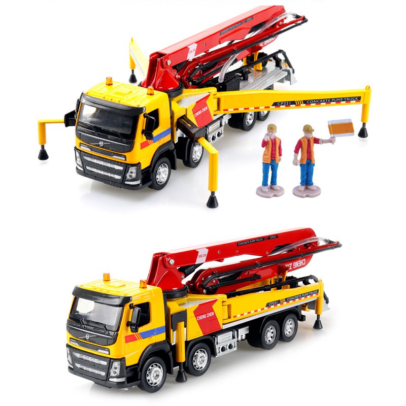 熱賣 彩珀1:50混凝土泵車卡車吊車水泥運輸車合金聲光兒童工程車玩具