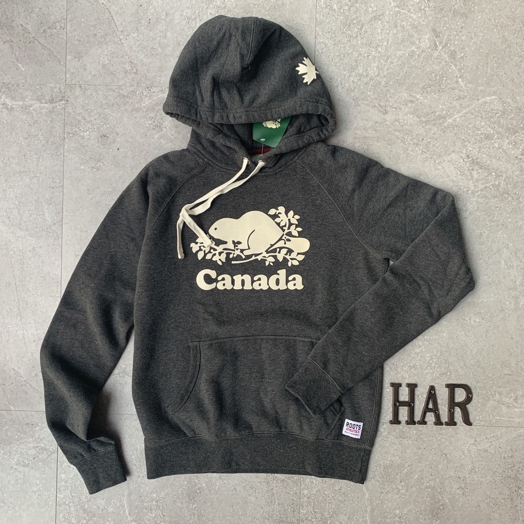 [海鹿馬] ROOTS 加拿大海狸 帽T 連帽長袖 男女可穿 38~78公斤 內刷毛 絨印LOGO款 情侶裝