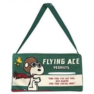 車之嚴選 cars go 汽車用品【SN68】日本 SNOOPY 史奴比小鳥飛行圖案 橫式面紙盒套(可吊掛車內頭枕)