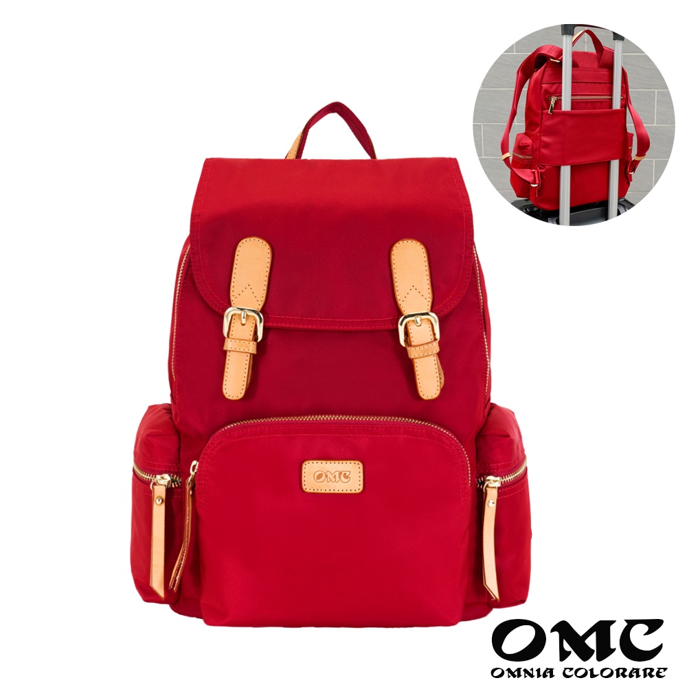 【OMC】玩美旅程大款雙扣翻蓋後背包-紅色