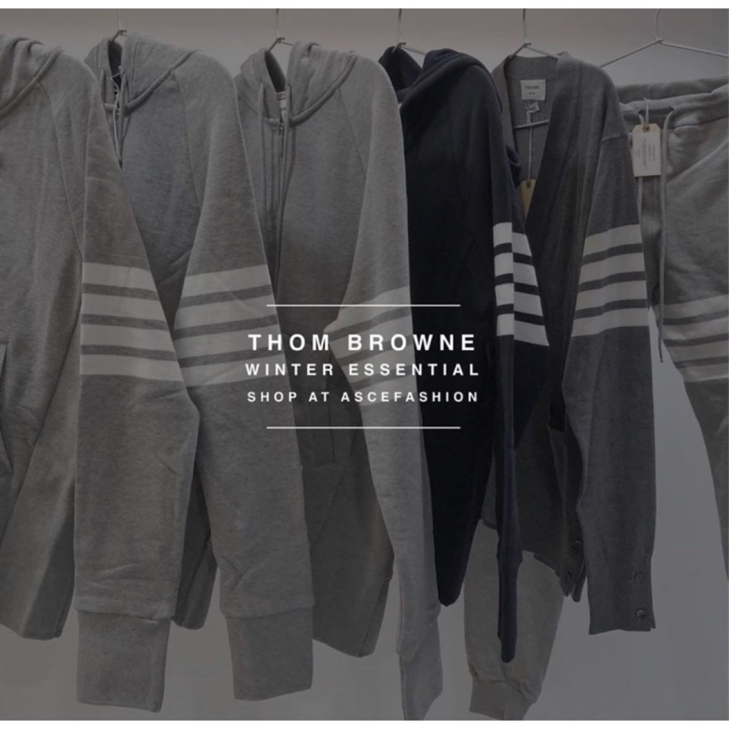 Thom Browne 棉圈針織外套 灰/深藍 | ASCE