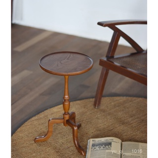 精品#免運#中古倉實木迷你小茶幾白蠟木美式鄉村複古圓三角形邊幾床頭咖啡店沙發邊桌 咖啡桌 床邊桌 茶幾桌