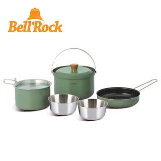 韓國Bell'Rock Color9 露營炊具9件組 軍綠色/奶油灰 (附收納袋 戶外不鏽鋼套鍋組) 現貨 廠商直送