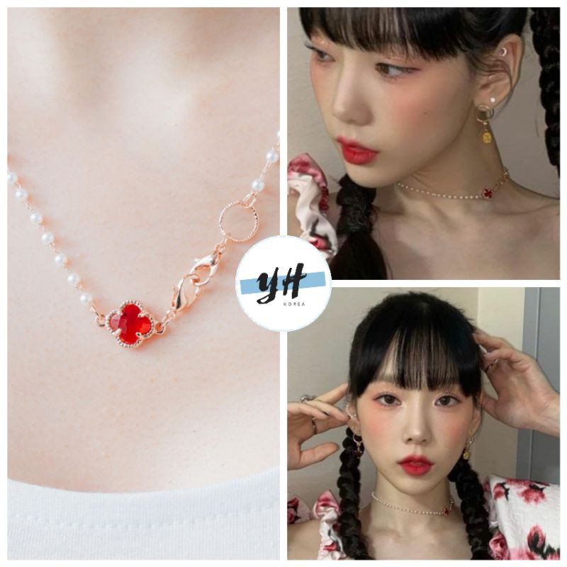 【YH韓國代購】少女時代 太妍 驚人的星期六 著用同款 ⭐ 紅寶石 幸運草 口罩鏈 項鍊