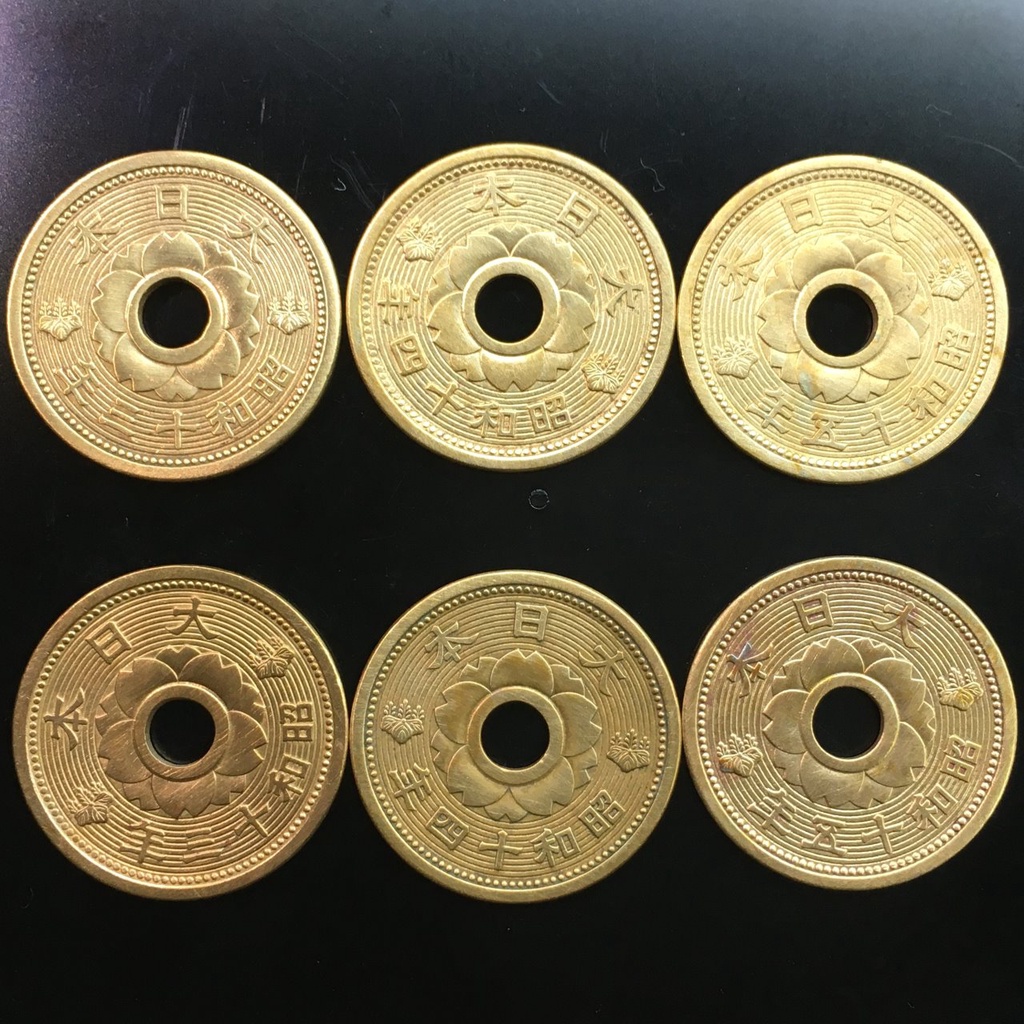 大日本 昭和13、14、15年 十錢鋁青銅幣各2枚，共6枚