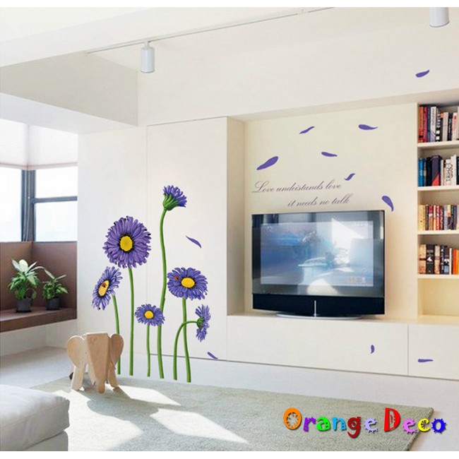 【橘果設計】紫色向日葵 壁貼 牆貼 壁紙 DIY組合裝飾佈置