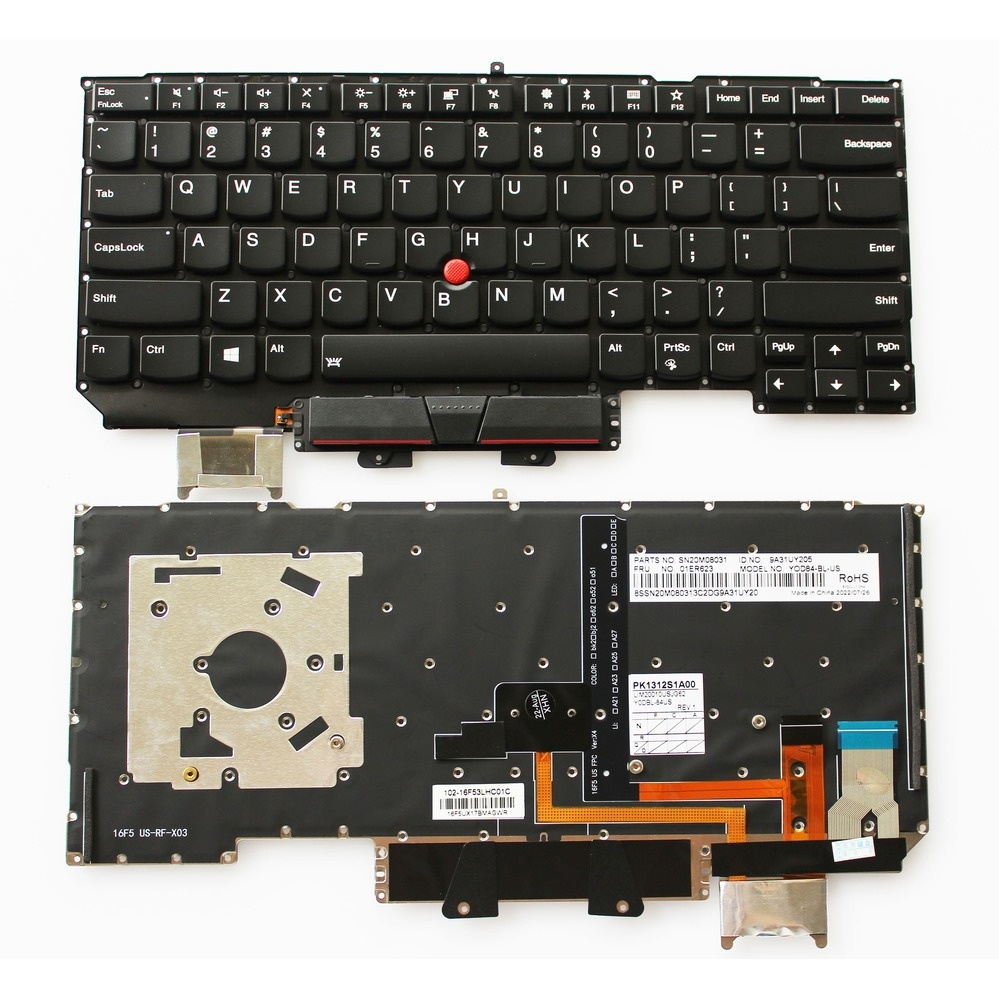 適用於聯想 ThinkPad x1 Carbon 5th 5th Gen 2017 Baclight 鍵盤的全新美式背光