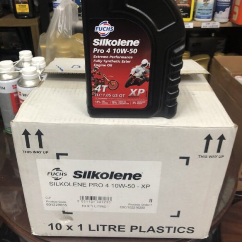 【FUCHS 福斯】Silkolene PRO 4 10W50 XP 4T、酯類全合成機油、10罐/箱【賽克龍】滿箱區