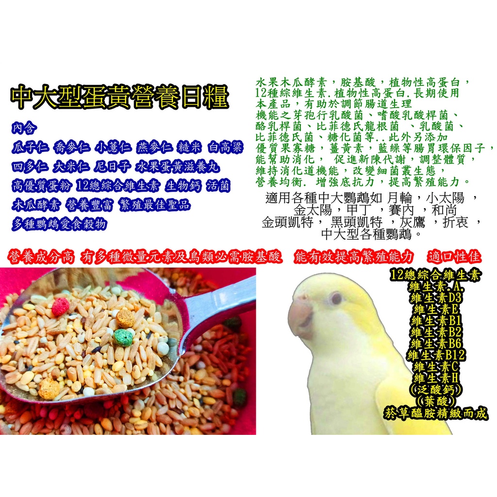 (7號) 中小型鸚鵡無殼飼料/中小型蛋黃營養繁殖日糧/無殼鸚鵡飼料/鳥飼料