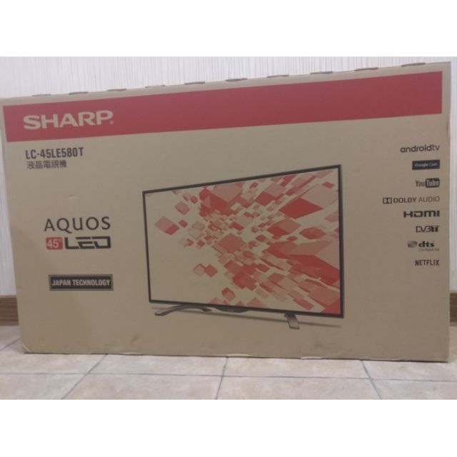 蝦皮最便宜 全新未拆 SHARP LED 45吋 FHD智慧連網電視 LC-45LE580T