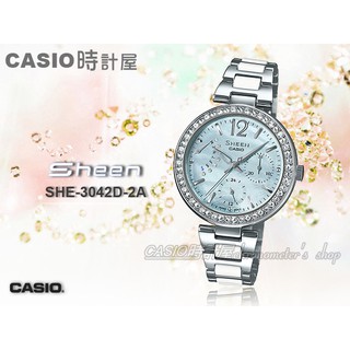 CASIO 時計屋 手錶專賣店 SHEEN SHE-3042D-2A 女錶 指針錶 不鏽鋼錶帶 藍 SHE-3042D