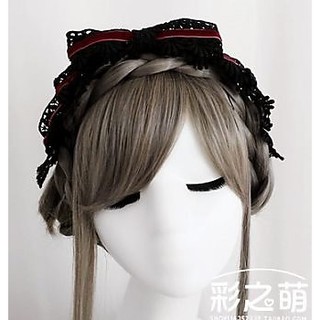 現貨在臺 聖誕手工DIY髮飾歌德LOLITA蘿莉塔黑色蕾絲花邊玫瑰色髮箍KC 大蝴蝶結歌德萬聖節惡魔大蝴蝶結黑紅