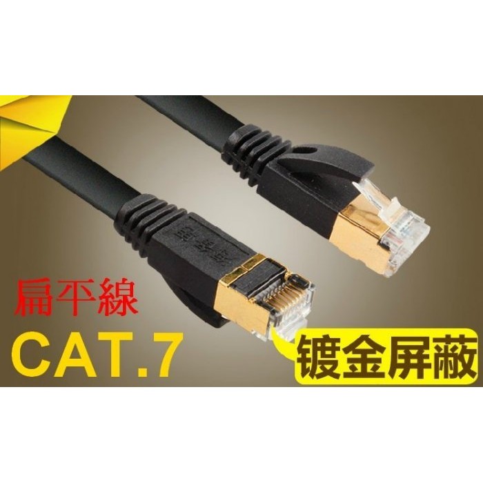 = 扁平線CAT.7網路線,RJ45鍍金殼接地1G/10G CAT7,海備思HAGIBIS