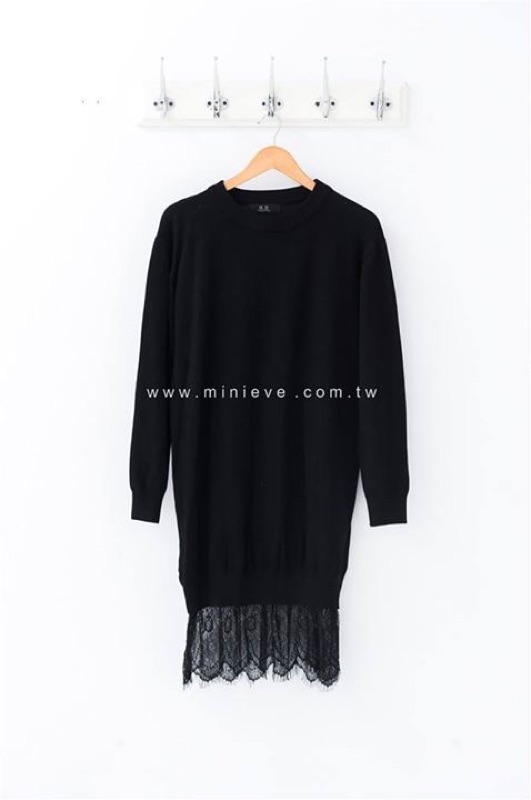 韓轉賣小依櫃針織拼接蕾絲連身長洋minieve 蝦皮購物