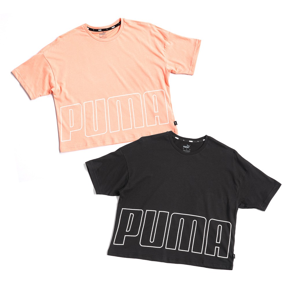 PUMA 基本系列 女款 運動 短版 短袖上衣 T恤 歐規 58789901 黑 26 珊瑚粉