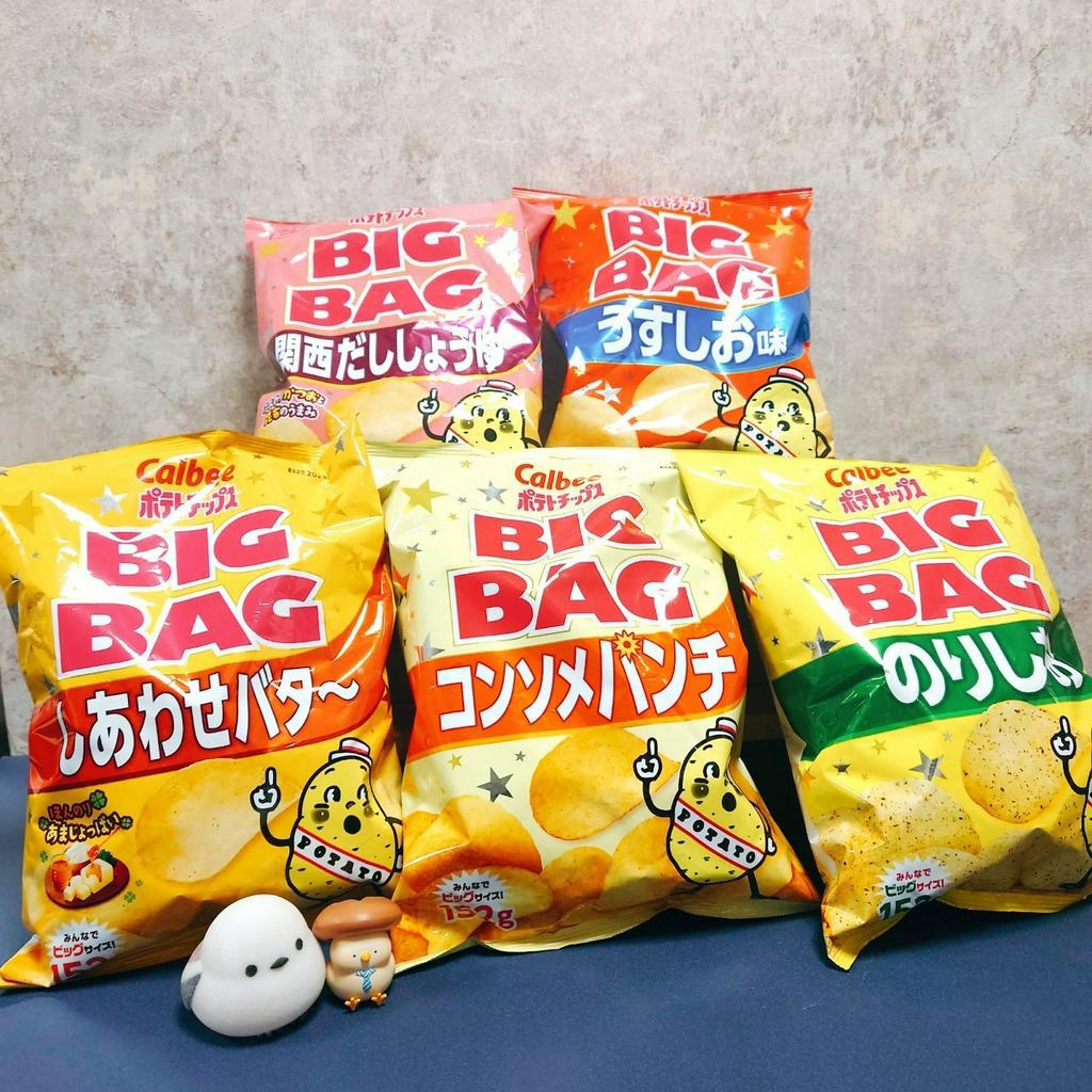 日本 卡樂比 CALBEE BIG BAG 大包裝 分享包 洋芋片 薯片 海苔鹽 關西醬油 清湯 鹽味 關西醬油 家庭包