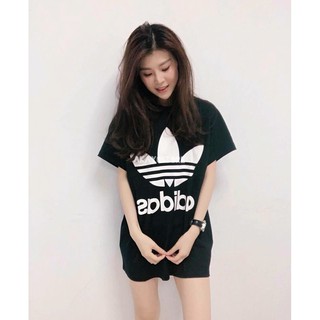 ADIDAS W BIG TREFOIL OVERSIZE TEE 寬版短T 黑白【A-KAY0 5折】【CE2436】