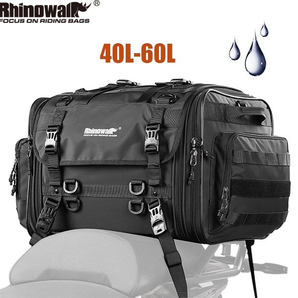 Rhinowalk MT4060 加粗支撐鋼絲防水 40L-60L 容量兩側騎行摩托車後座包旅行行李包免費肩帶帶雨罩