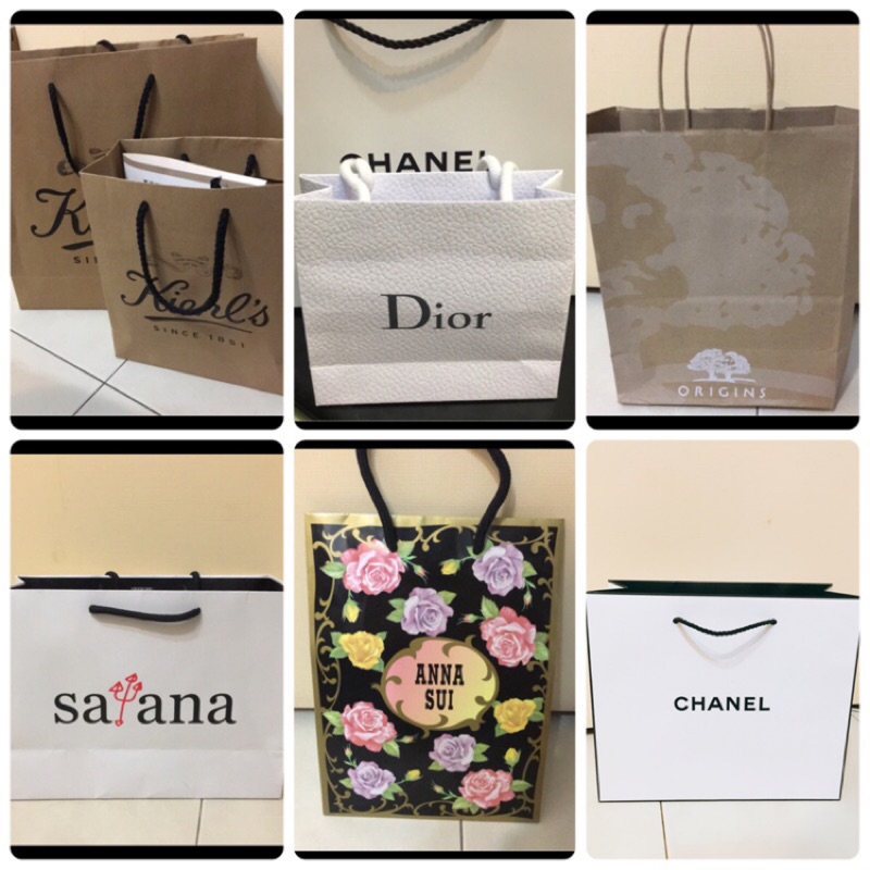 品牌紙袋、百貨專櫃、多家品牌Chanel.Dior.kiehls.anna Sui.satana.品木宣言.sportb