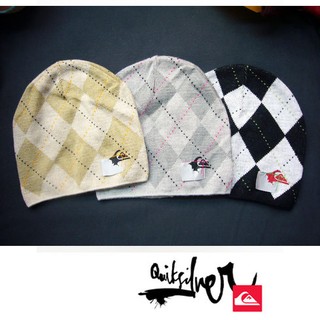 全新正品 Quiksilver 黑色灰色淺卡其色格紋時尚薄毛帽
