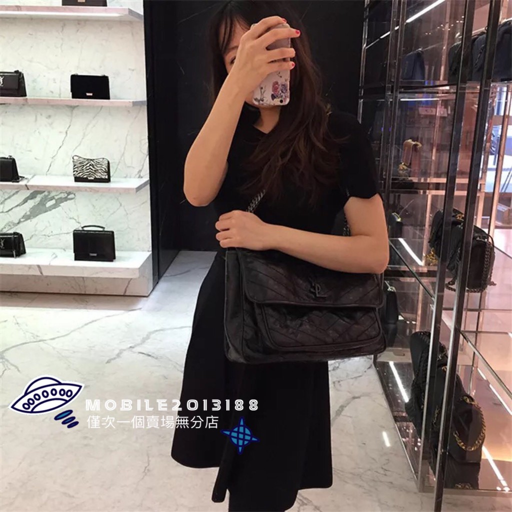 全新原廠專櫃正品saint Laurent Ysl Niki 大款有貨32cm 翻蓋郵差包風琴包小香菱格紋 蝦皮購物