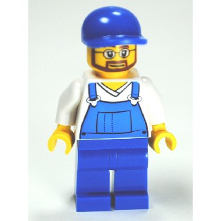 樂高 絕版 人偶 2012年 出自4432 垃圾車 工人 藍色吊帶褲 cty268