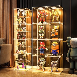 手辦樂高展示櫃擺件模型收納盒大容量透明櫃子模型櫃玩具展示架