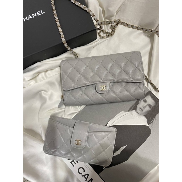台灣現貨😍 Chanel 2合1 woc 灰金 荔枝皮 $12.8萬