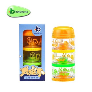 Baby House 愛兒房三層奶粉盒(動物家族-橘) 奶粉分裝盒 (食品級環保科技材質)臺灣製