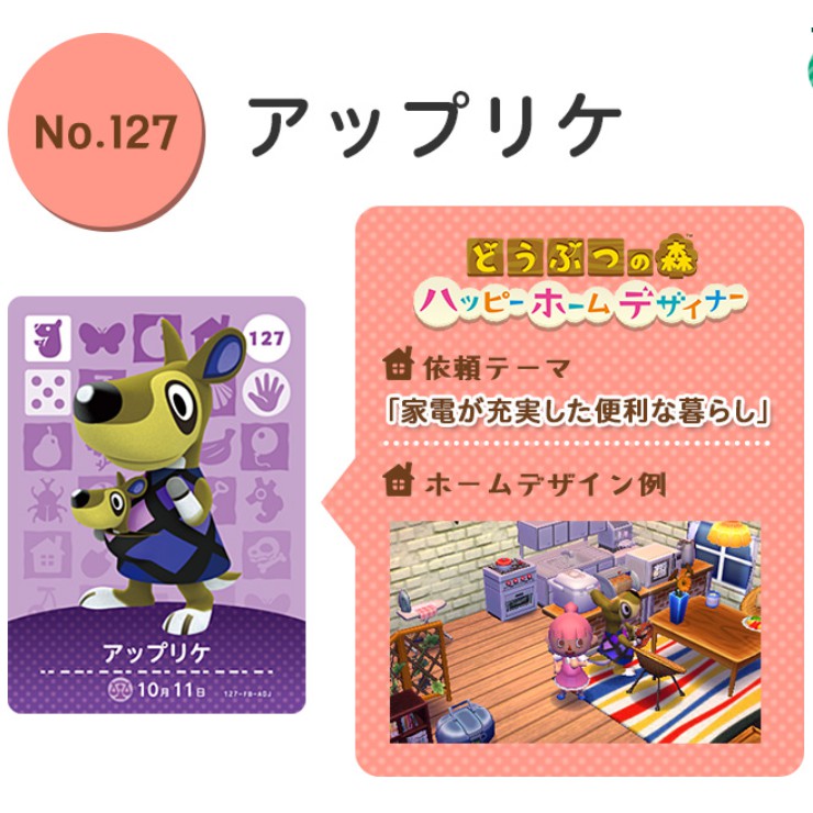 台灣現貨 日文 正版 動物森友會 動物之森 amiibo 卡片 No.127 袋鼠縫縫