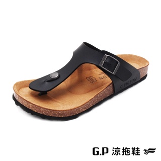 G.P(男)皮釦可調式人字柏肯鞋 男鞋-黑色(另有咖啡色)