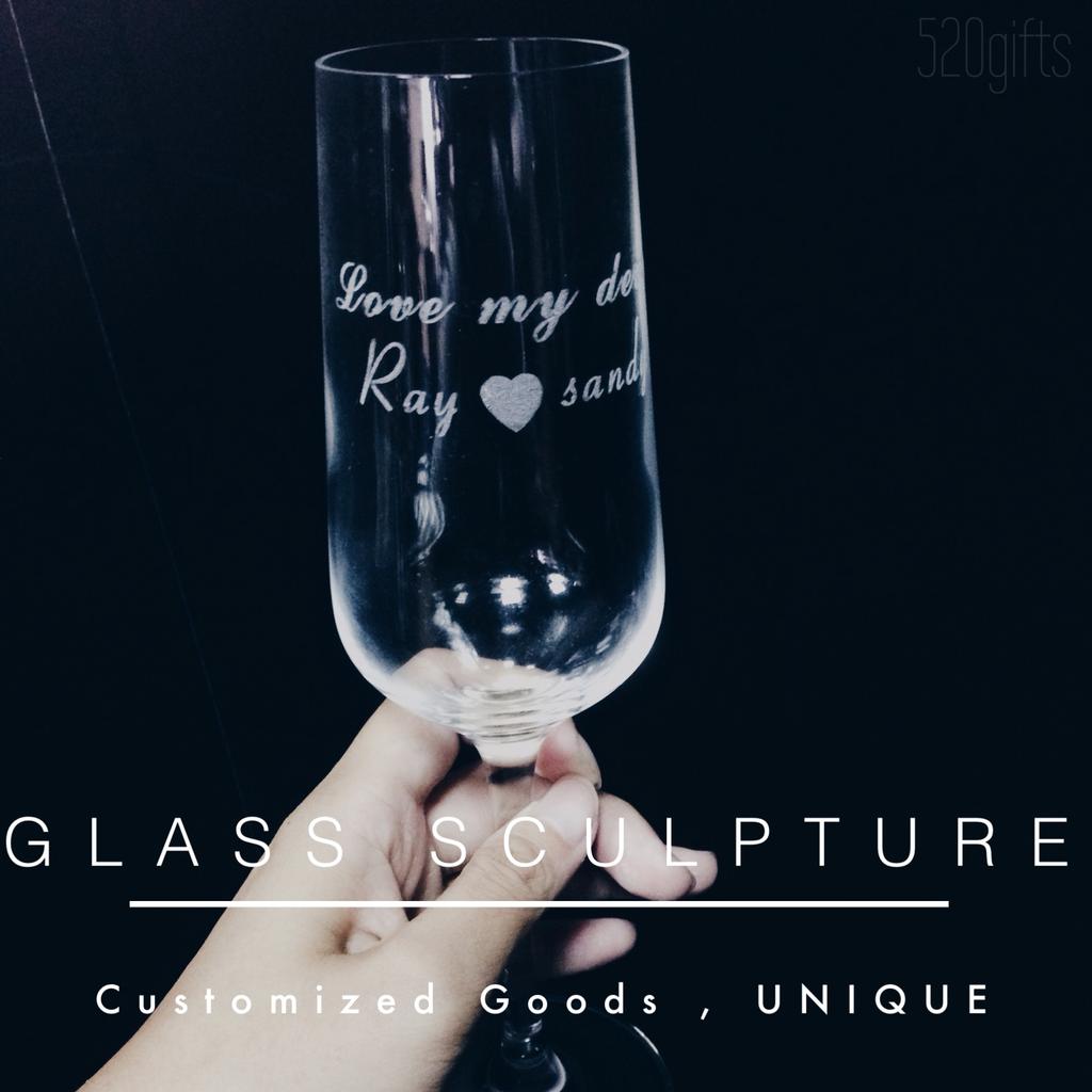 免費刻字~客製化玻璃杯雕刻 香檳杯 酒杯
