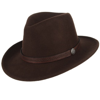 西部牛仔高頂毛呢帽 女式寬簷氈帽 復古爵士帽 男士紳士禮帽