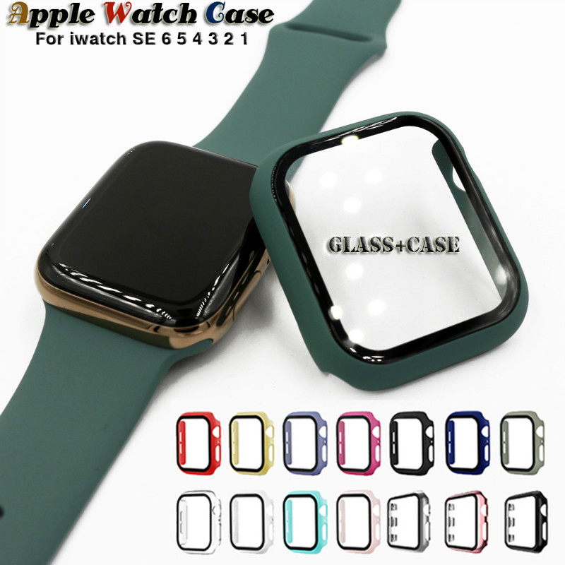 全包手錶殼 適用Apple Watch SE 6 5 4 3 2 1 38/40/42/44mm 鋼化膜+殼 手錶保護殼