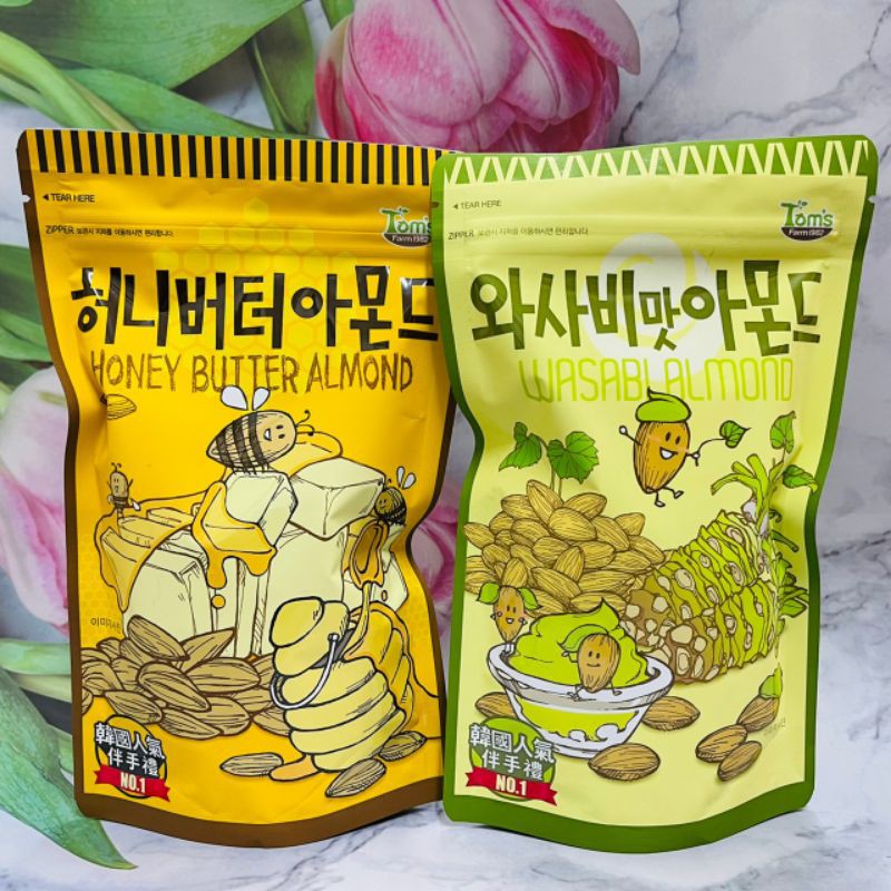 超好吃  ^大貨台日韓^  韓國 Toms Gilim 蜂蜜奶油/芥末 杏仁果 大包裝 210g