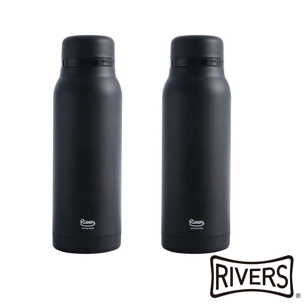 【日本Rivers】不銹鋼FLASKER真空保溫瓶-黑色 420ml(兩入組)《屋外生活》
