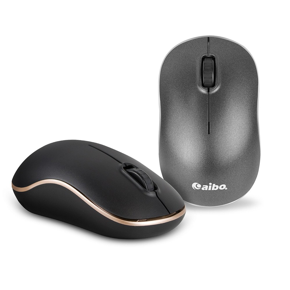 aibo 靜音無聲 2.4G無線靜音滑鼠 黑金【現貨】無線滑鼠 靜音滑鼠 滑鼠 電腦滑鼠 2.4G滑鼠