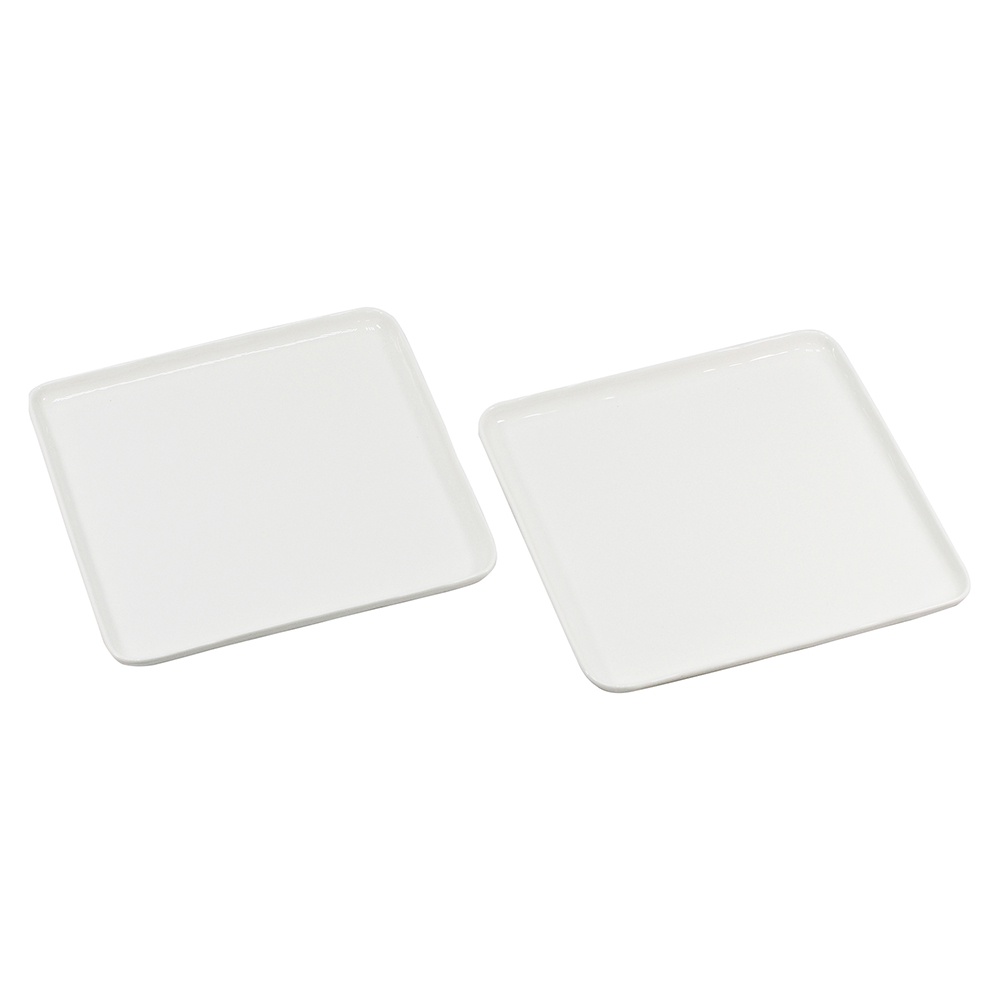 【YU Living】緞面波紋白瓷大方盤二件組 餐盤 正方形餐盤 10吋盤 (二件一組/白色) [折扣碼現折]