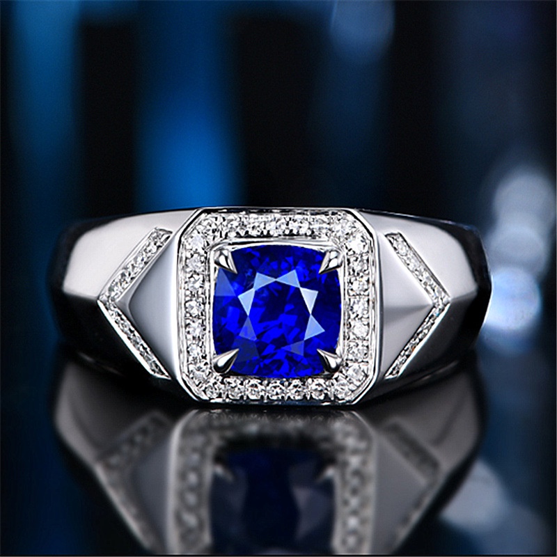 現貨 勝利 2克拉 天然 藍剛玉 皇家藍 水晶 戒指 藍寶石 可調式戒圍 不退色 9933