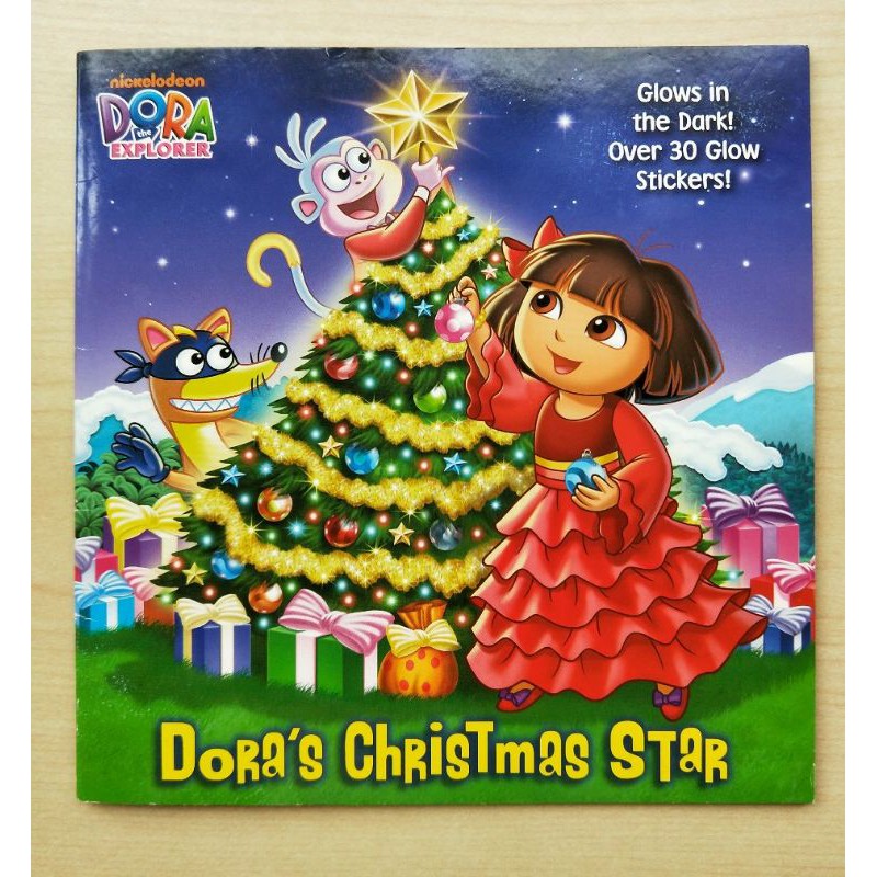 Dora the explorer Dora's Christmas star稀有朵拉聖誕節夜光書附完整貼紙