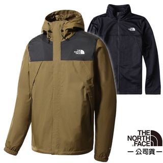 【The North Face】男 3效能 防水透氣防風耐磨連帽二件式外套(亞洲版)夾克.風雨衣/7W7T-WMB 軍綠