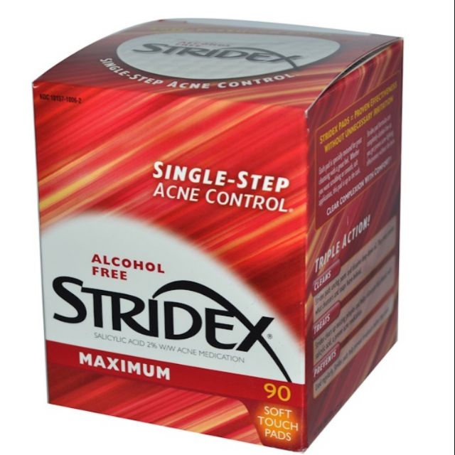 Stridex, 一步治療痤瘡軟貼，無酒精，90片
